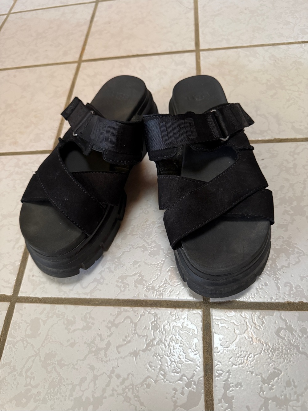 UGG Black Chunky Platform Slide Sandals